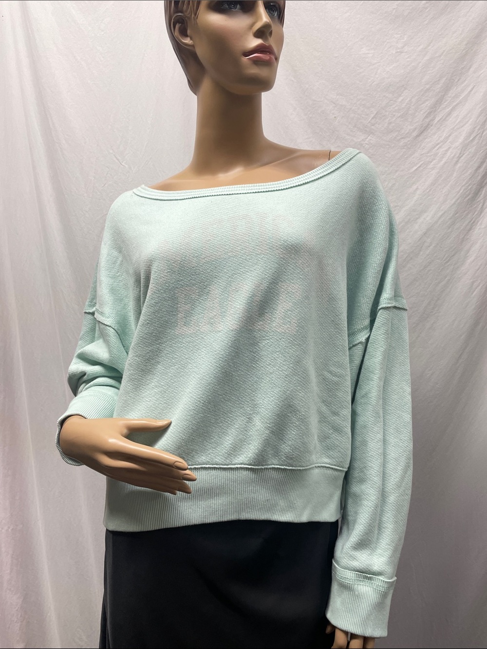 American Eagle Outfitters Women's Mint Green Boatneck Waffle Knit Pullover NWOT